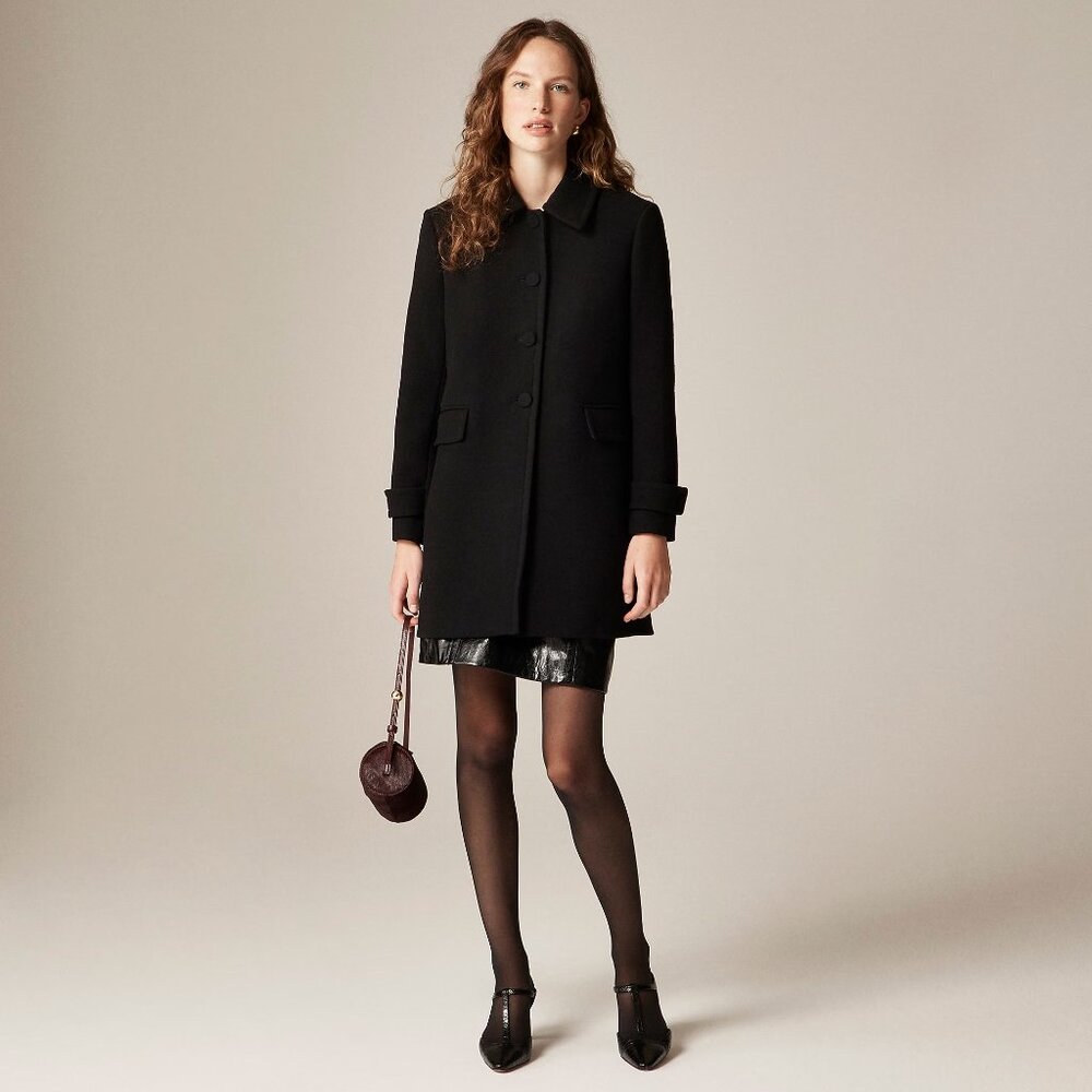J. Crew Women's Black Salon Coat in Italian Double-Cloth Style CN075 Size 8 NEW - Picture 2 of 7